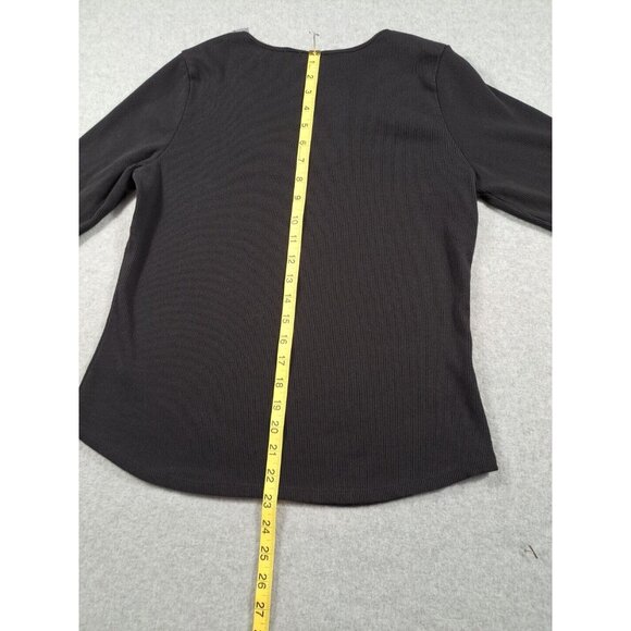 Coldwater Creek Womens M 10-12 Sweater Black 3/4 Sleeve Embellished Cotton - Picture 8 of 10